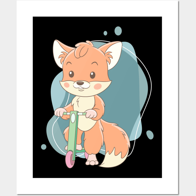 Cute and Smart Cookie Sweet fox riding on a scooter cute baby outfit Wall Art by BoogieCreates